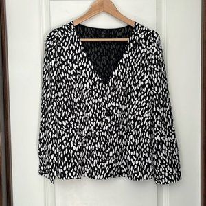 J.Crew Peplum Black White V Neck Blouse